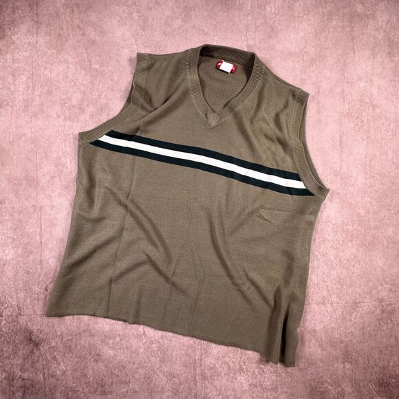 Vintage UNIONBAY Vest Mens Large Brown Preppy Sleeveless Y2k Skater Nerdcore - Picture 1 of 7